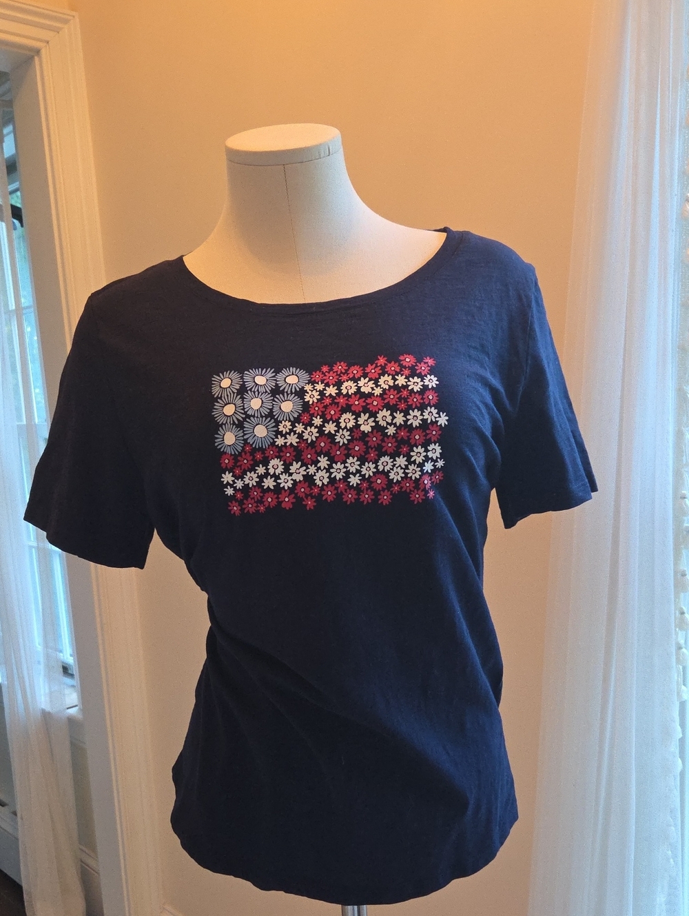Navy Floral Flag Short-Sleeve Tee